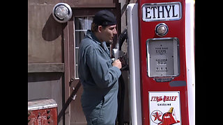 A Young Redhead Eager for Cock Rides Gas Station Attendant's Big Cock