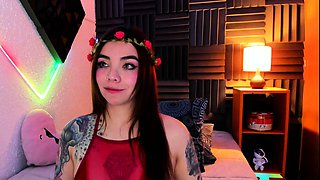 Cute Babe Plays Her Small Tits and Dildo