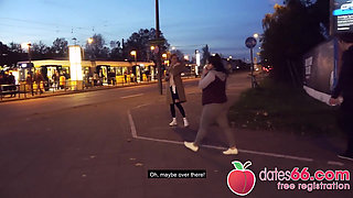Outdoor BANG! Kessie Shy behind Berlin billboard! (ENGLISH)