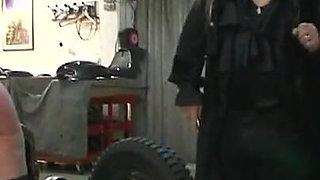 Dominates humiliates in the car repair workshop