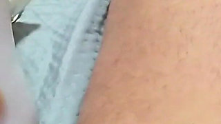 MILF Plays with Her Feet and Cock and Gets a Cumshot on Her Pantyhose, POV