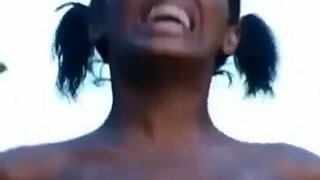 Hot mulatto moaning and cumming while spitting: Doggy, Cowgirl  Amateur Porn