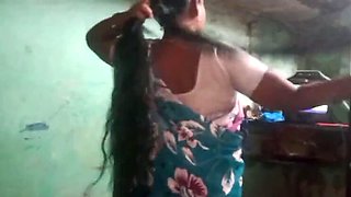 Desi Housewife Priyanka314 in Saree Cheating on Husband - Long Hair Indian Aunty Hardcore