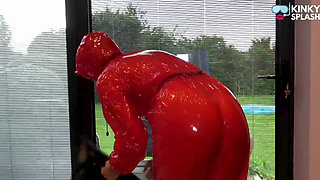 Shiny Pvc Rain Suit Garden Tease