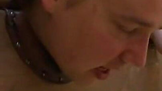 Slave sucking other slaves's cock on command