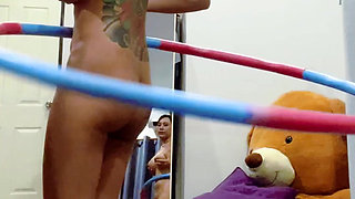 Naked Fitness Queen Spins Hula Hoop and Flashes Her Juicy Ass Cheeks