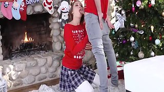 Riley Mae In Step Brother Fucks His Sister Quietly Behind Christmas Tree 8 Min