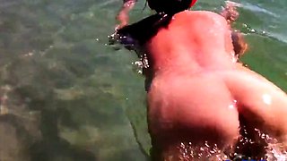 Naked Swimming MILF at the Beach