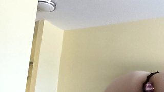 Large amateur cam woman uses two of her toys to masturbate