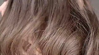 Your girlfriend teases you with her hair, big natural boobs, rides you and ask to cum inside her!