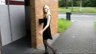 Pulled amateur doggystyle in public toilet