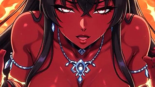 98.demon Girl in a Lava Bath Sexy Pose. Ai Animation