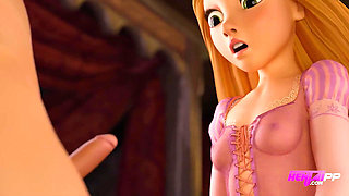 Long-Haired Beauty Takes Control: Rapunzel's Sensual Cowgirl & Deep Throat Fantasy