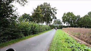 german biker bitch get creampie on bike