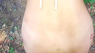 Public risky handjob with squirting redhead Fanny on beach trail - risky outdoor sex!
