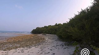 Blonde Solo Female's Nudist Walk on the Beach