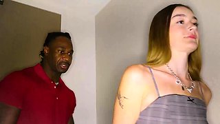 First interracial experience for teen cutie in stockings