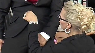 Stunning MILF with big boobs gets anally fucked in secretary room