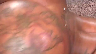 Curvy Black Slut with Saggy Massive Tits Rides BBC Monster and Gulps Drool