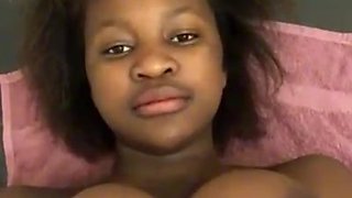 Hot African Teen Shows Tits in Bathroom