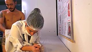 Hot Latina Nurse Gives Blowjob During Medical Consultation - Big Cock Erection