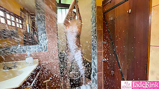 Amateur GF Gets Foam Sprayed & Rough Fuck Humiliation in Bathroom BDSM
