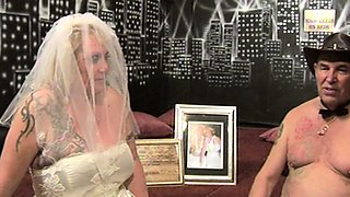 Old fat filthy bride has orgy along with bridesmaid
