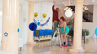 Slutty BBW redhead Abigail Morris in hot threesome with a BBC cheating husband