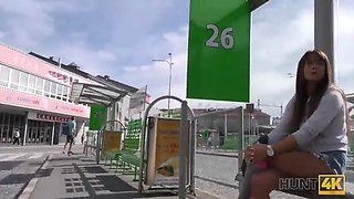 HUNT4K. Pickup at bus station works and angelface does dirty job: Blowjob, Brunette  Pov Porn