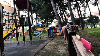 Blonde Amateur Takes Facial Outdoors In Public