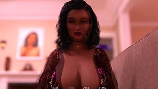 Stepmom gives a handjob while stepsister watches everything from behind the door