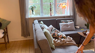 MILF Gets It From Behind in the Sofa and Hubby Finish in Her Mouth