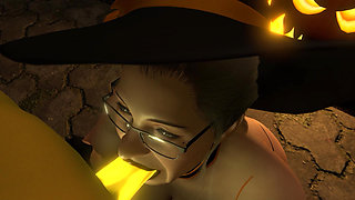 Mature Witch Sucking A Big Dick Pumpkin Spice On Halloween