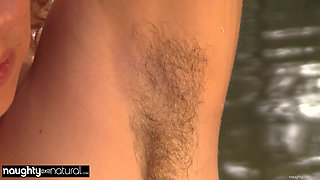 NAUGHTYNATURAL - Hairy Amateur Leona XXX River Solo and Outdoor Water Tease