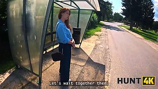 Hunt4k. red haired babe was truly innocent to fuck while gf was witnessing