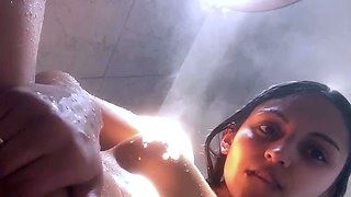 Sexy Latina Fingering in the Shower