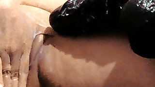 Creamy Pussy with Huge Black Dildo