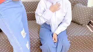 Indonesian Hijab Schoolgirl Stepsister Creampie - Tight Pussy Fucked Hard by Brother in Uniform