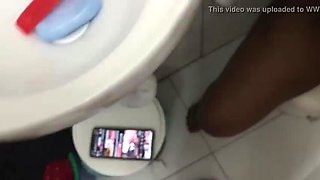 Bruna Black caught masturbating in bathroom - takes two huge facial cumshots