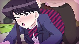 Komi-san gets anal creampie from a fat bastard with a big dick