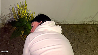 Caught! Spontaneous Outdoor Quickie on the Side of the Road & Pissed Out Creampie
