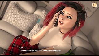 Hot brunette with a curvy big ass in a steamy visual novel