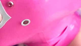 Sucking Fat Cock in Latex Hood