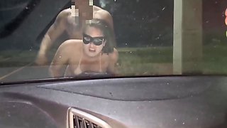 Masked milf gets fucked on a car hood, where her husband sits in there and films it