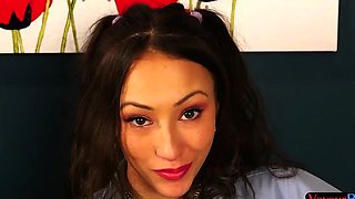 Voyeuristic college sluts tease temp