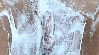 Shaving a Hairy Pussy with Shaving Foam! Close-up!
