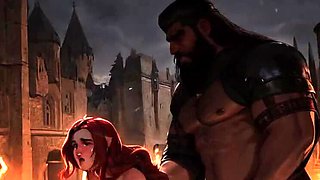 Busty Medieval Maiden Takes Huge Black Cock - Interracial Hentai Creampie