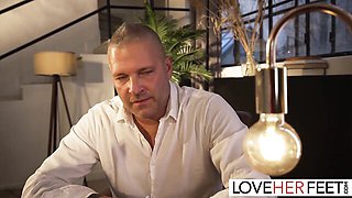 Noble Vienna Black and Jake Adams at foot worship video