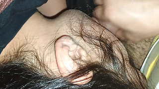 Step dad puts my mouth in his dick and fills my mouth with cum