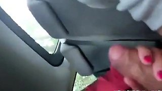 Asian MILF Gives a Handjob in a Car